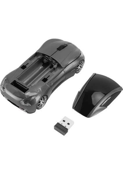 Spor Araba Şeklinde Kablosuz Fare 1600 Dpı Optik Sensörlü Fareler 2.4 Ghz USB Alıcı Fare Pc Için Ios Gri (Yurt Dışından)