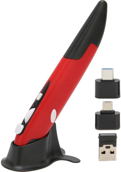 Kablosuz Optik Cep Kalem Fare Ayarı 800 1200 1600 Dpı Küçük 2.4ghz USB Kablosuz Kalem Fare Düşük Voltaj Alarmı Kırmızı (Yurt Dışından)