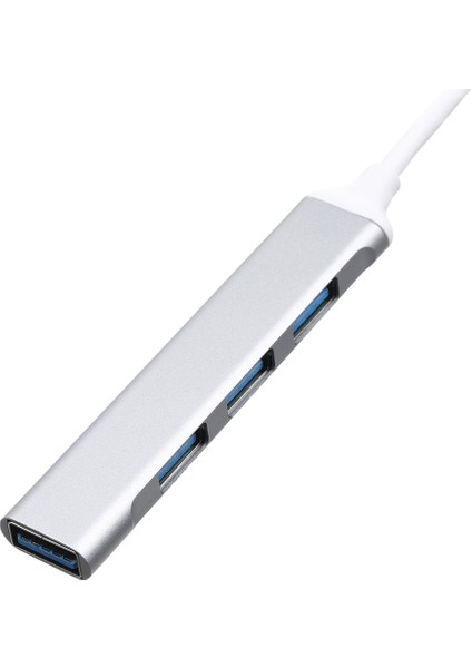 Taşınabilir USB Hub USB Adaptörü 4'ü 1 Arada Alüminyum Alaşımlı Hub Usb2.0/usb3.0 Portları Geniş Uyumluluk Gümüş (Yurt Dışından)