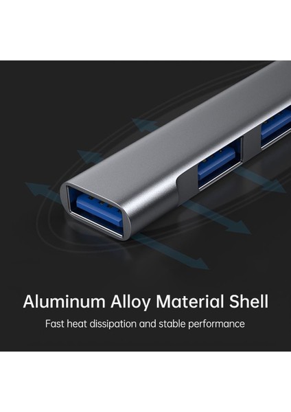 Type C - USB 3.0 Hub 4 Portlu 4'ü 1 Arada Yerleştirme Istasyonu Ultra Ince USB Ayırıcı Tak ve Çalıştır MacBook Pro/air Surface Pro Ps4 Xps Pc Flash Sürücüsüyle Uyumlu (Yurt Dışından)