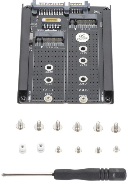 Çift Ngff Bm Anahtar M.2 SSD Kartı 6gbps Sata Iıı Arayüzü 2,5 Inç Sata Combo HDD Disk Sürücü Muhafazası 2230 2242 2260 Için (Yurt Dışından)