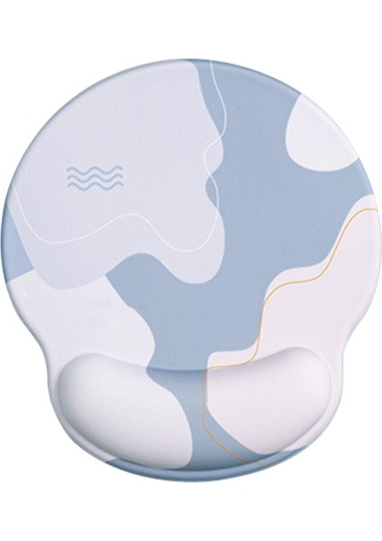Klavye Mouse Pad Seti Ergonomik Silikon Mouse Pad Hafızalı Köpük Klavye Bilek Desteği Bilgisayar Için Yuvarlak, Mavi (Yurt Dışından)