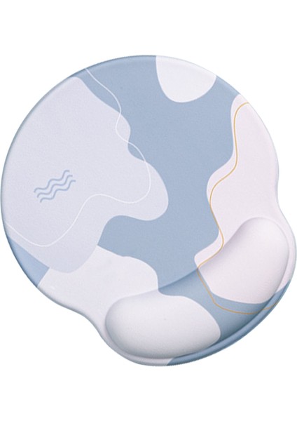 Klavye Mouse Pad Seti Ergonomik Silikon Mouse Pad Hafızalı Köpük Klavye Bilek Desteği Bilgisayar Için Yuvarlak, Mavi (Yurt Dışından)