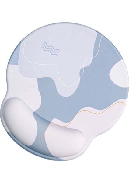 Klavye Mouse Pad Seti Ergonomik Silikon Mouse Pad Hafızalı Köpük Klavye Bilek Desteği Bilgisayar Için Yuvarlak, Mavi (Yurt Dışından)
