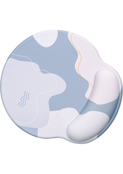 Klavye Mouse Pad Seti Ergonomik Silikon Mouse Pad Hafızalı Köpük Klavye Bilek Desteği Bilgisayar Için Yuvarlak, Mavi (Yurt Dışından)
