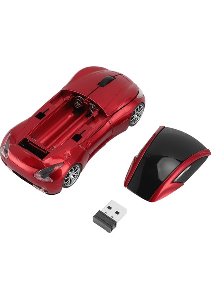 Spor Araba Şeklinde Kablosuz Fare 1600 Dpı Optik Sensörlü Fareler 2.4 Ghz USB Alıcı Fare Pc Için Ios Kırmızı (Yurt Dışından)