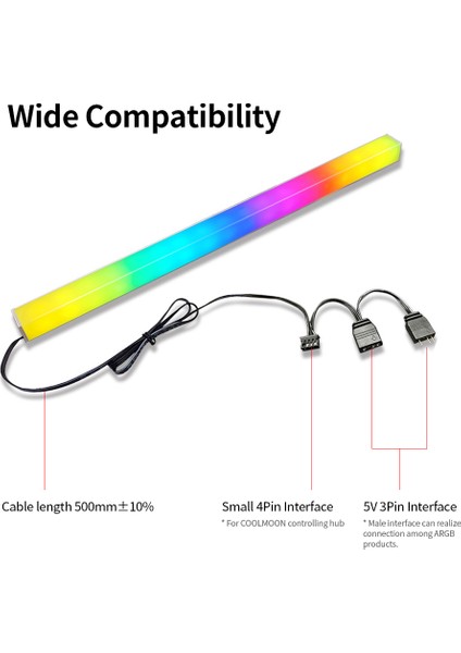 Coolmoon Manyetik Argb LED Şerit Çift Taraflı Aydınlatma Şeridi Gökkuşağı Pc Kasa Işık Çubuğu 5V 3pin Argb Başlık Senkronizasyon Aydınlatma Efekti (Yurt Dışından) fırsatları