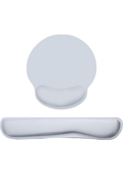 Hafızalı Köpük Klavye Bilek Desteği Mouse Pad Seti Kumaş Kaymaz Kauçuk Tabanlı Klavye Mouse Bilek Pedleri Gri (Yurt Dışından)