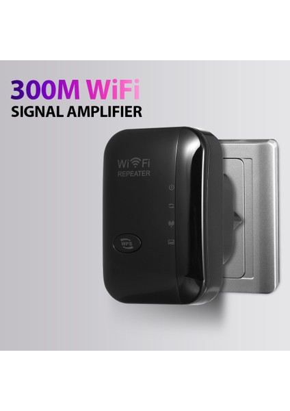 300M Wifi Sinyal Amplifikatörü Kablosuz Wifi Tekrarlayıcı Wifi Menzil Genişletici 2 Dahili Anten ile Ev Ofis Için Beyaz Ab Fişi (Yurt Dışından)