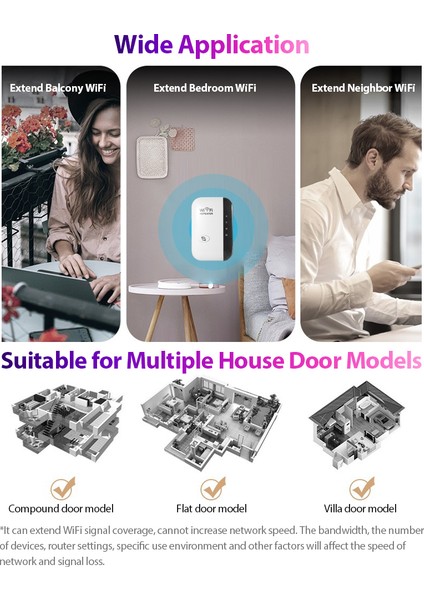 300M Wifi Sinyal Amplifikatörü Kablosuz Wifi Tekrarlayıcı Wifi Menzil Genişletici 2 Dahili Anten ile Ev Ofis Için Beyaz Ab Fişi (Yurt Dışından) fırsatları