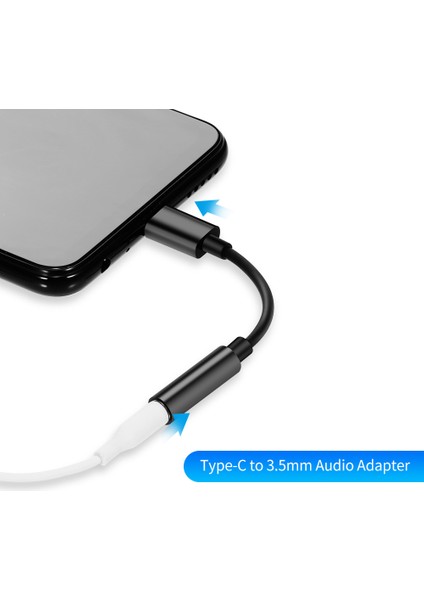 Type-C - 3.5mm Adaptörü Type-C Erkek - 3.5 Aux Ses Dişi Jakı Ses Adaptörü Huawei Xiaomi Samsung Siyah Için Yedek (Yurt Dışından)