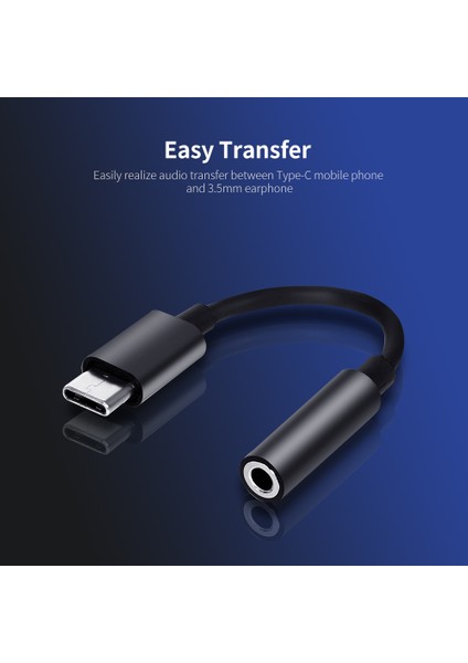 Type-C - 3.5mm Adaptörü Type-C Erkek - 3.5 Aux Ses Dişi Jakı Ses Adaptörü Huawei Xiaomi Samsung Siyah Için Yedek (Yurt Dışından)