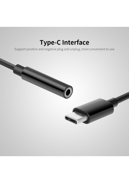 Type-C - 3.5mm Adaptörü Type-C Erkek - 3.5 Aux Ses Dişi Jakı Ses Adaptörü Huawei Xiaomi Samsung Siyah Için Yedek (Yurt Dışından)