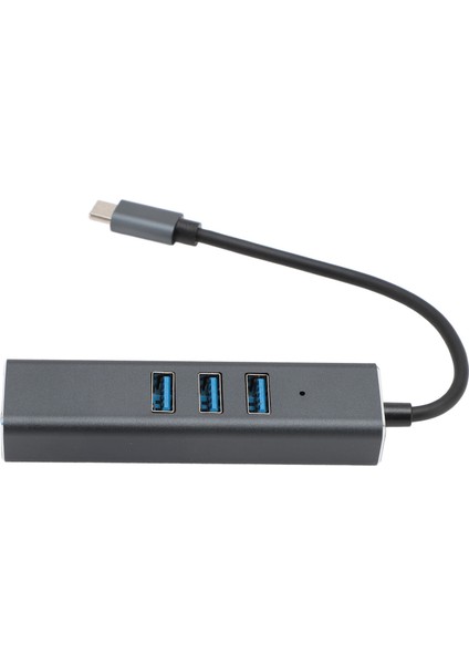 4'ü 1 Arada Tip C Hub Sabit Bağlantı 100MBPS Yüksek Hızlı Usb3.0 RJ45 Çok Işlevli USB - Ethernet Adaptörü (Yurt Dışından)