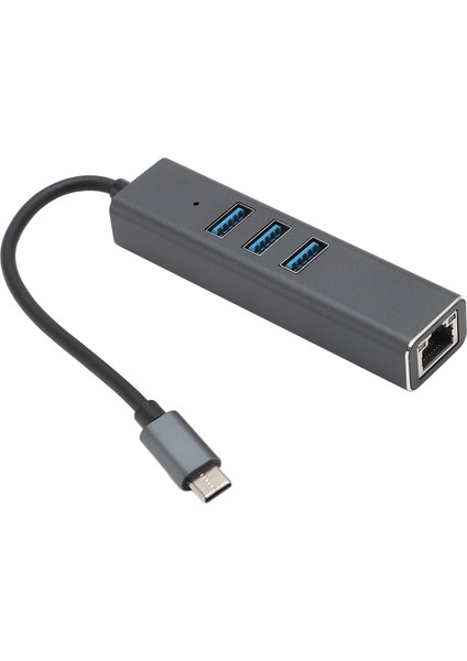 4'ü 1 Arada Tip C Hub Sabit Bağlantı 100MBPS Yüksek Hızlı Usb3.0 RJ45 Çok Işlevli USB - Ethernet Adaptörü (Yurt Dışından)