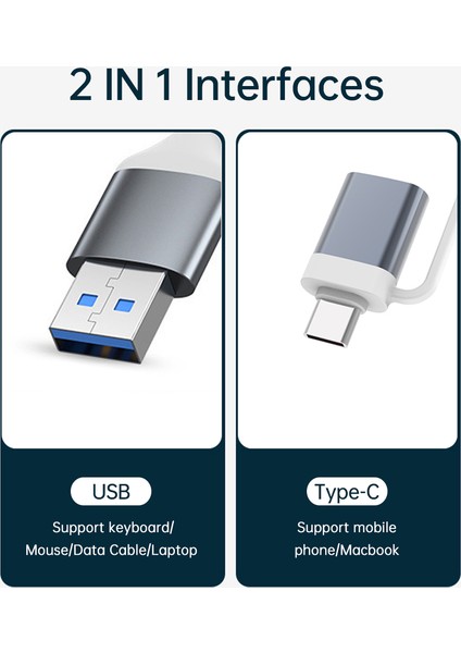 Type C - USB 3.0 Hub 4 Portlu 4'ü 1 Arada Yerleştirme Istasyonu Ultra Ince USB Ayırıcı Tak ve Çalıştır MacBook Pro/air Surface Pro Ps4 Xps Pc Flash Sürücüsüyle Uyumlu (Yurt Dışından)