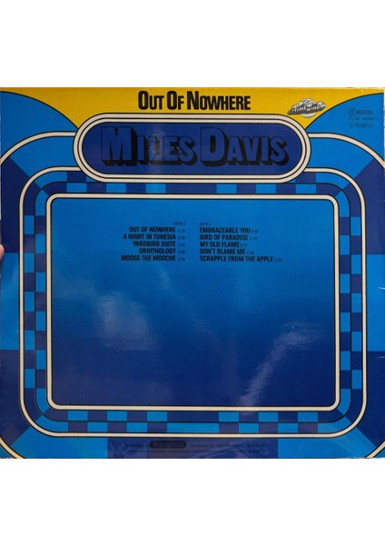 Miles Davis – Out Of Nowhere 1980LER Baskı Lp