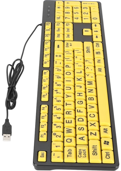 104 Tuş Büyük Baskı Bilgisayar Klavyesi USB Kablolu Klavye Öğrenciler Yaşlı Görme Engelli Bireyler Için (Yurt Dışından)