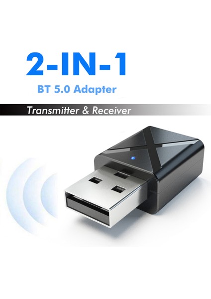 KN320 3.5mm Kablosuz Ses Verici Alıcı USB Bt 5.0 Adaptörü Tv Hoparlör Kulaklık Mini Araba Müzik 2'si 1 Arada Bt Transmit (Yurt Dışından)