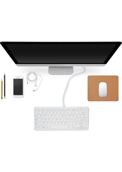 Çikolata Düğmeli USB Mini Klavye Şık ve Taşınabilir Masaüstü, Dizüstü Bilgisayar Kullanımı Için Evde ve Ofiste Klavye (Beyaz) (Yurt Dışından)