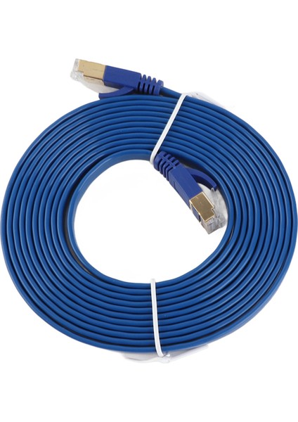 Cat 7 Ethernet Kablosu 32AWG Bakır 10GBPS Yüksek Hız 600MHZ Bant Genişliği Düz Internet Ağı Lan Yama Kablosu Mavi 3 Metre (Yurt Dışından)