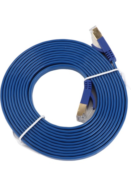 Cat 7 Ethernet Kablosu 32AWG Bakır 10GBPS Yüksek Hız 600MHZ Bant Genişliği Düz Internet Ağı Lan Yama Kablosu Mavi 3 Metre (Yurt Dışından)
