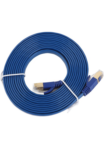 Cat 7 Ethernet Kablosu 32AWG Bakır 10GBPS Yüksek Hız 600MHZ Bant Genişliği Düz Internet Ağı Lan Yama Kablosu Mavi 3 Metre (Yurt Dışından)