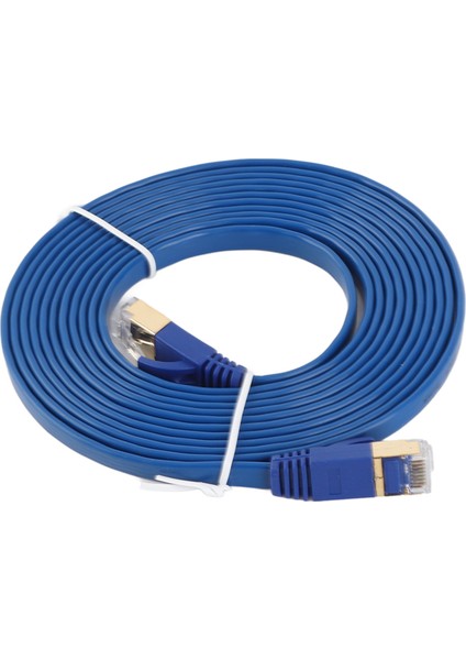 Cat 7 Ethernet Kablosu 32AWG Bakır 10GBPS Yüksek Hız 600MHZ Bant Genişliği Düz Internet Ağı Lan Yama Kablosu Mavi 3 Metre (Yurt Dışından)