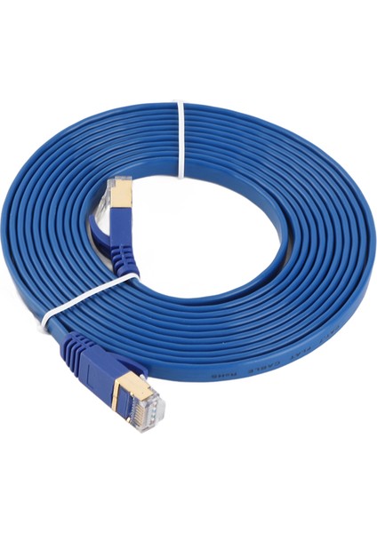 Cat 7 Ethernet Kablosu 32AWG Bakır 10GBPS Yüksek Hız 600MHZ Bant Genişliği Düz Internet Ağı Lan Yama Kablosu Mavi 3 Metre (Yurt Dışından)