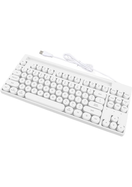 87 Tuş Kablolu Oyun Klavyesi Abs Punk Yuvarlak Tuş Başlıkları USB Klavye Işık ve Standlı Bilgisayar Dizüstü Bilgisayar Beyaz (Yurt Dışından) modelleri