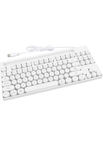 87 Tuş Kablolu Oyun Klavyesi Abs Punk Yuvarlak Tuş Başlıkları USB Klavye Işık ve Standlı Bilgisayar Dizüstü Bilgisayar Beyaz (Yurt Dışından) fırsatları