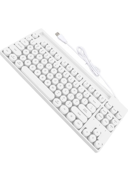 87 Tuş Kablolu Oyun Klavyesi Abs Punk Yuvarlak Tuş Başlıkları USB Klavye Işık ve Standlı Bilgisayar Dizüstü Bilgisayar Beyaz (Yurt Dışından) indirimleri