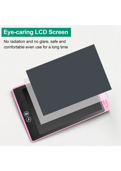 12 Inç LCD Çizim Tableti Taşınabilir Dijital Yazı Pedi LCD Renkli Ekran Kısmen Silinebilir Çizim Pedi Kalemli Pembe (Yurt Dışından)