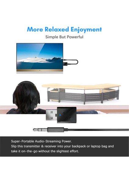 USB Bt5.0 Adaptör Verici ve Alıcı 2'si 1 Arada Aux Giriş Desteği Tv Hoparlör Kulaklık Mini Araba Müzik Dizüstü Bilgisayar Pc Bilgisayar (Yurt Dışından) fiyatları