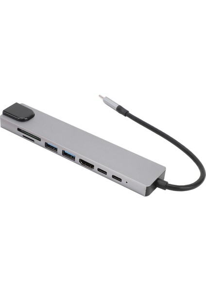 Type C Hub 8'i 1 Arada 4K Hd Multimedya Arayüzü USB 3.0 100MBPS RJ45 87W Pd Çoklu Bağlantı Noktası Adaptörü Kart Okuyucu ile (Yurt Dışından)