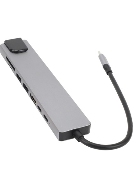 Type C Hub 8'i 1 Arada 4K Hd Multimedya Arayüzü USB 3.0 100MBPS RJ45 87W Pd Çoklu Bağlantı Noktası Adaptörü Kart Okuyucu ile (Yurt Dışından)