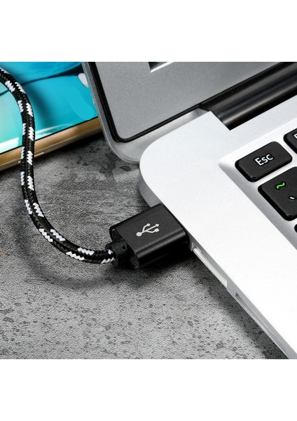 USB Type C Şarj Kablosu Şarj Veri Kablosu Type-C Telefon Kablosu Data Senkronizasyon Naylon Örgülü Yedek Samsung Huawei Xiaomi Siyah (Yurt Dışından)