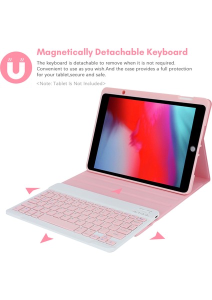 Kablosuz Bt Klavye USB Tuş Takımı Pu Deri Koruyucu Kılıflı Tablet Için iPad Air3 10.5in/ipad Pro 10.5IN(2017)/IPAD 7 10.2IN(2019)/IPAD 8 10.2IN(2019)/IPAD 9 10.2IN(2020) ile Uyumlu (Yurt Dışından)