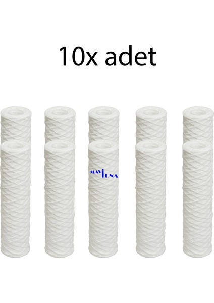 10 Adet 10" Inç 5 Mikron Ip Sargılı Iplik Kartuş Su Arıtma Filtresi