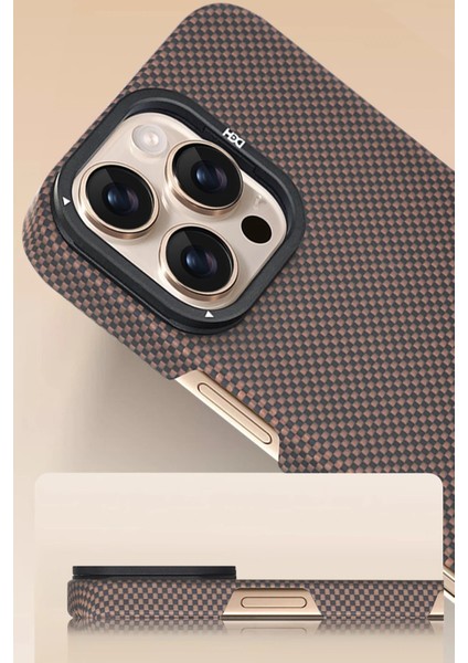 iPhone 16 Pro Uyumlu Kevlar Magsafe Kılıf – HDD 1000D Karbon Desenli, Darbeye Dayanıklı