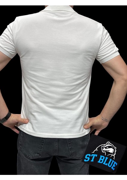 Polo Yaka T-Shirt %95 Pamuk Premium A+ Kalite Beyaz Penye Çekme Solma Bozulma Yapmaz Garanti Stblue fiyatları