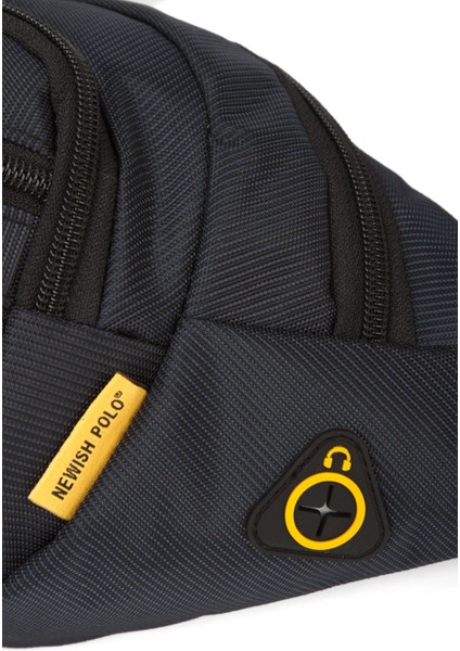 Erkek Gri USB Kulaklık Çıkışlı Crossbody Çapraz Göğüs Omuz ve Bel Çantası NEWPOLO328