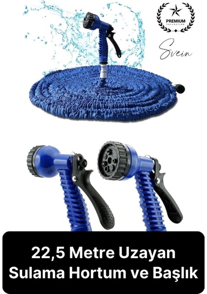 7 Kademeli Tabancalı Uzayabilen Esnek 22.5 Metre Sihirli Bahçe Sulama Başlık Araç Yıkama Hortumu