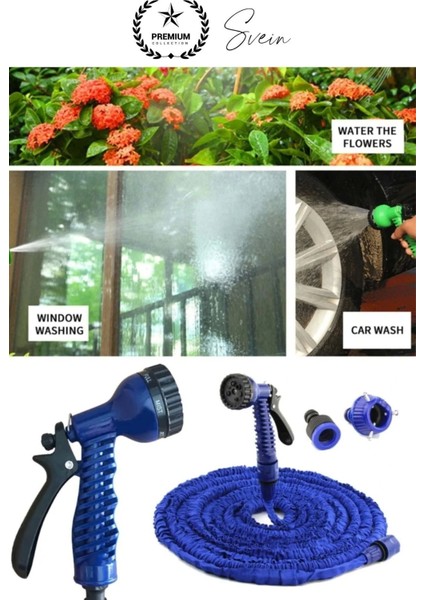7 Kademeli Tabancalı Uzayabilen Esnek 22.5 Metre Sihirli Bahçe Sulama Başlık Araç Yıkama Hortumu fırsatları