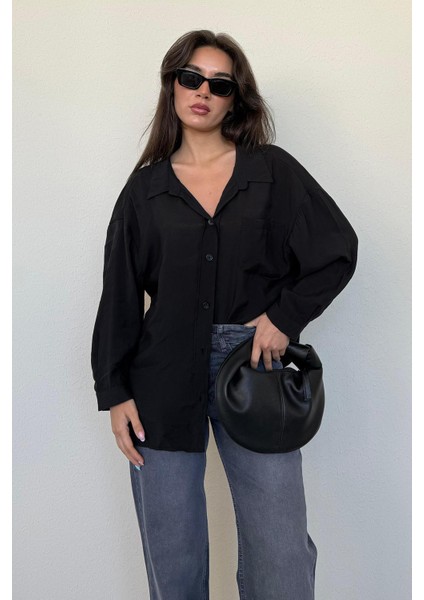 Siyah Cepli Kadın Uzun Kollu Gömlek MG2409 fiyatları