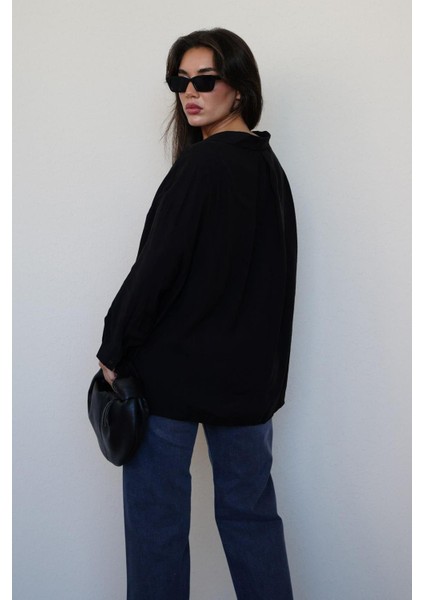 Siyah Cepli Kadın Uzun Kollu Gömlek MG2409 fırsatları