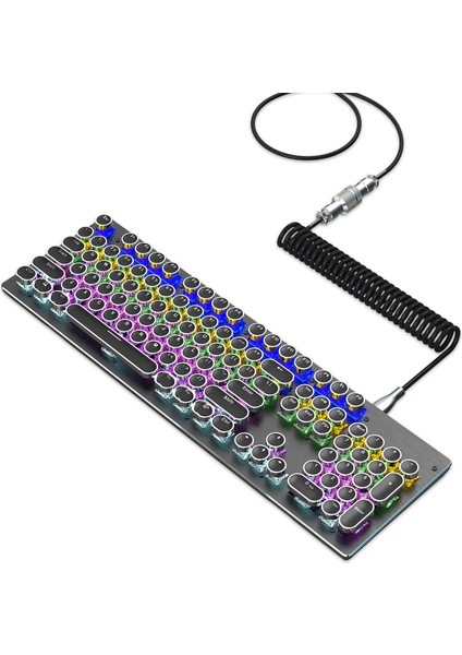 Hxsj USB - Type-C Klavye Sarmal Kablo Çıkarılabilir Mekanik Klavye Sarmal Kablo Metal Havacılık Konnektörü Naylon Siyah (Yurt Dışından)