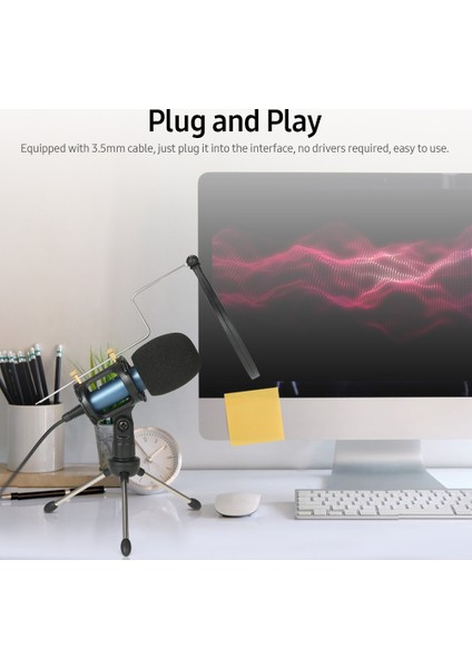 3,5 mm Kablo Gürültü Azaltma/tripod Standı/filtre/kulaklığa Çıkış Desteği/çoklu Kullanımlar Mavi ile Kondansatör Mikrofon (Yurt Dışından)