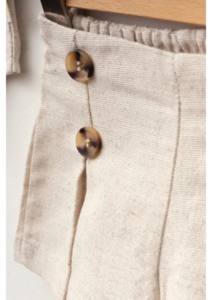 Keten Yelek Şort Şık Kız Bebek Takım modelleri