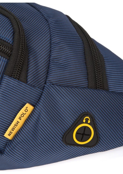 Erkek Gri USB Kulaklık Çıkışlı Crossbody Çapraz Göğüs Omuz ve Bel Çantası NEWPOLO328